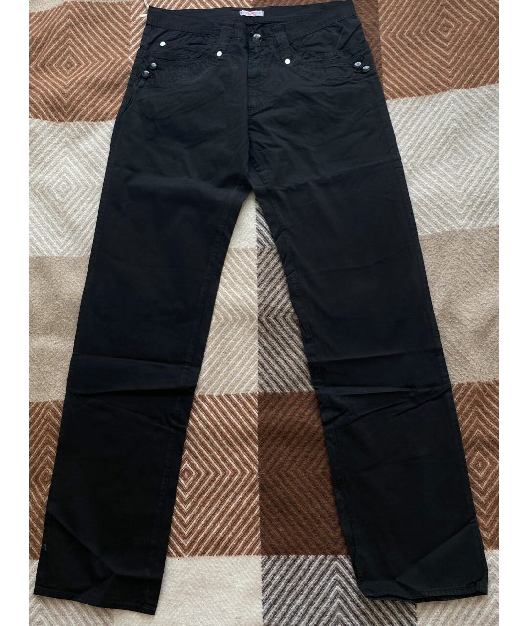 VERSACE Черные хлопковые прямые джинсы, фото 8