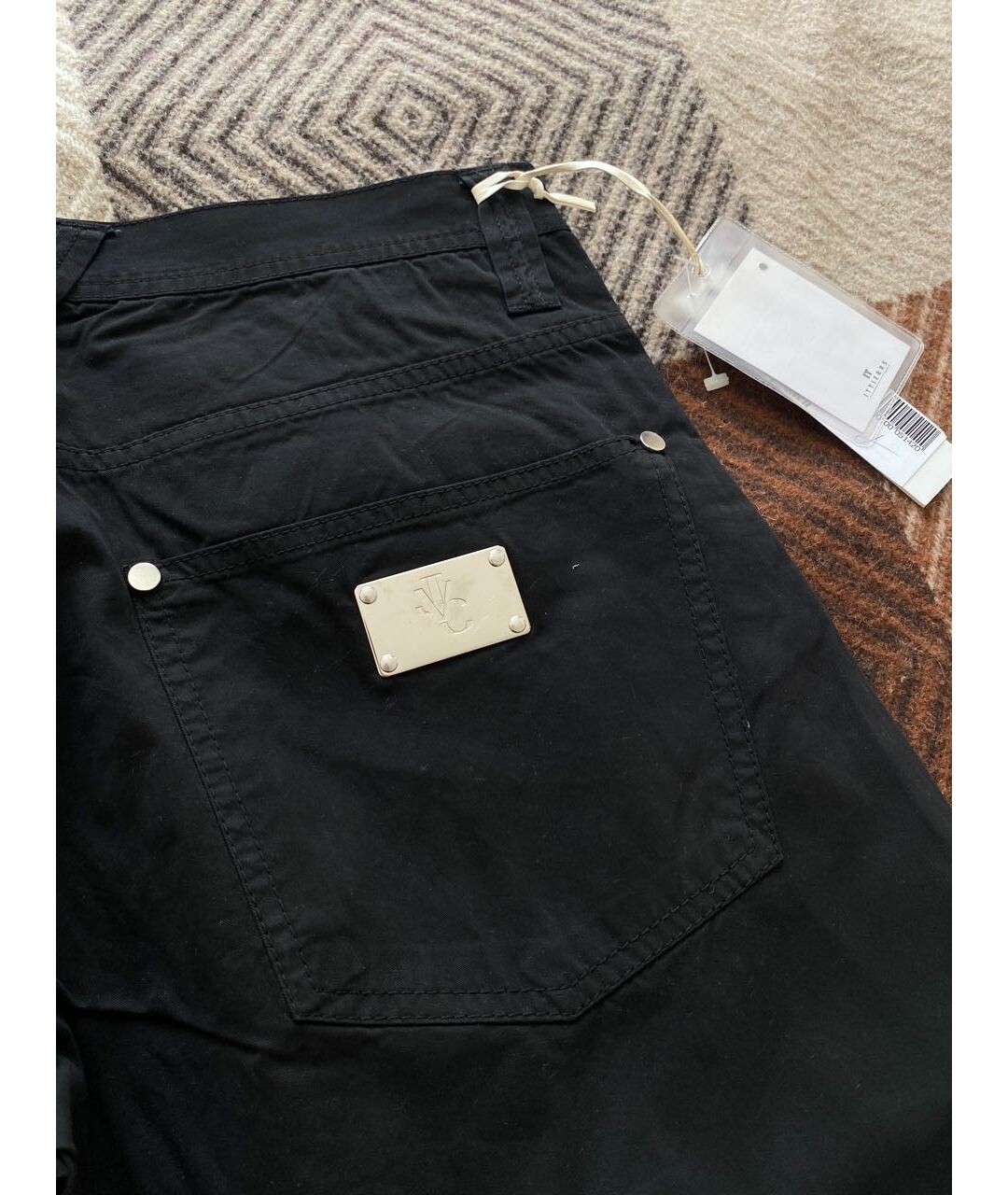VERSACE Черные хлопковые прямые джинсы, фото 7