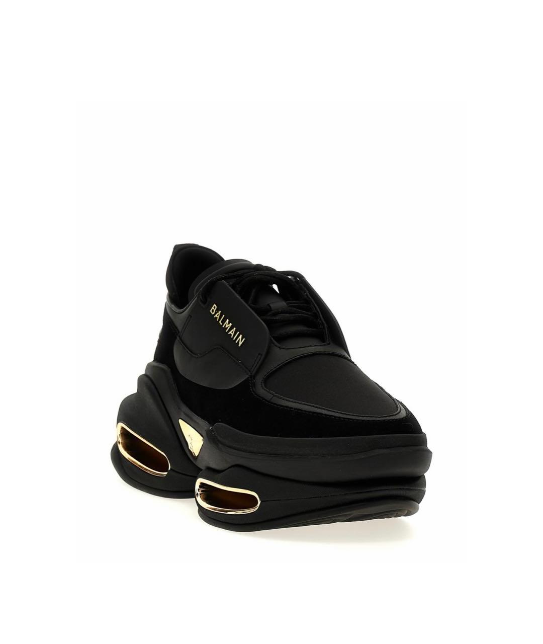 BALMAIN Черные кожаные низкие кроссовки / кеды, фото 2