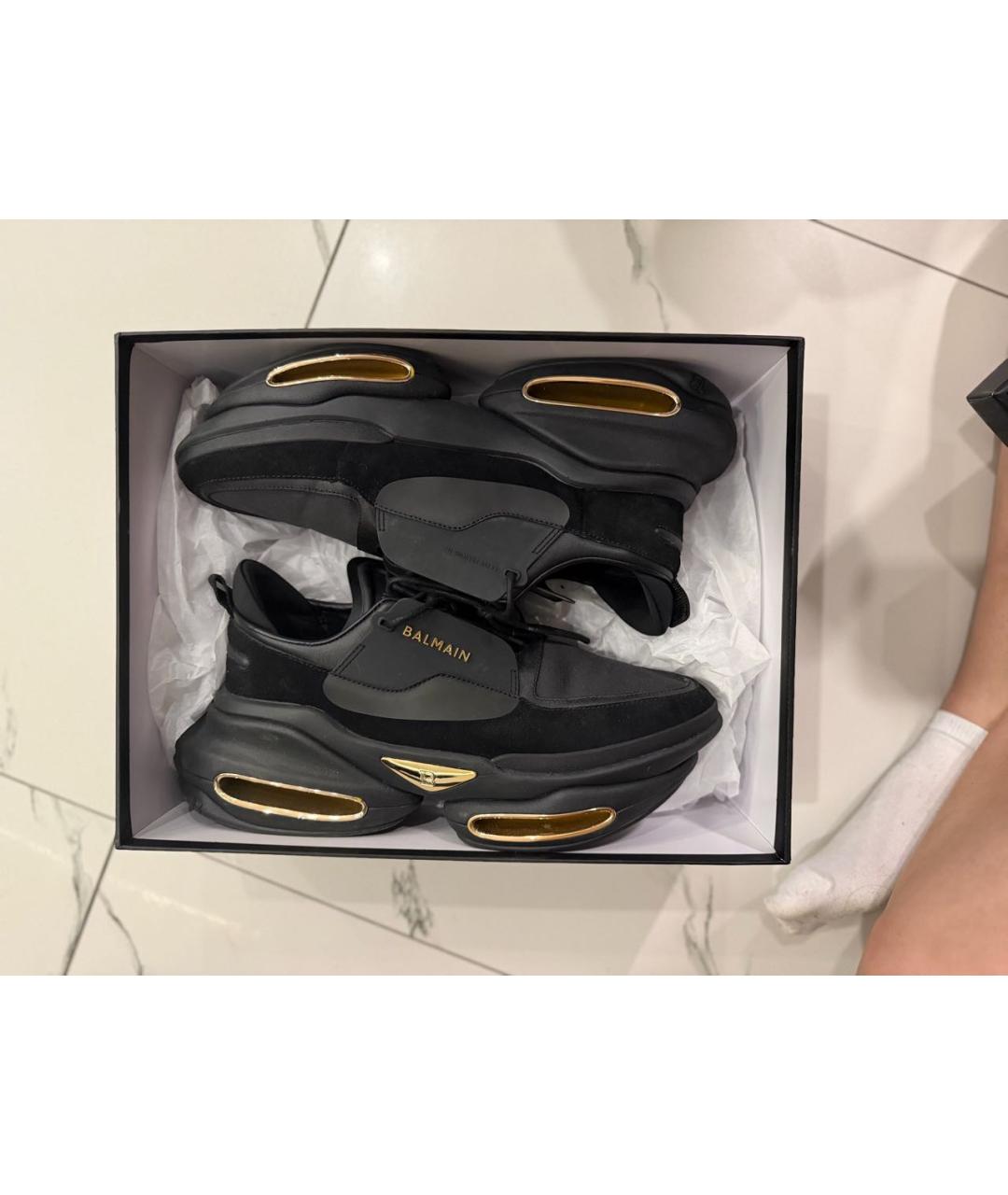 BALMAIN Черные кожаные низкие кроссовки / кеды, фото 7