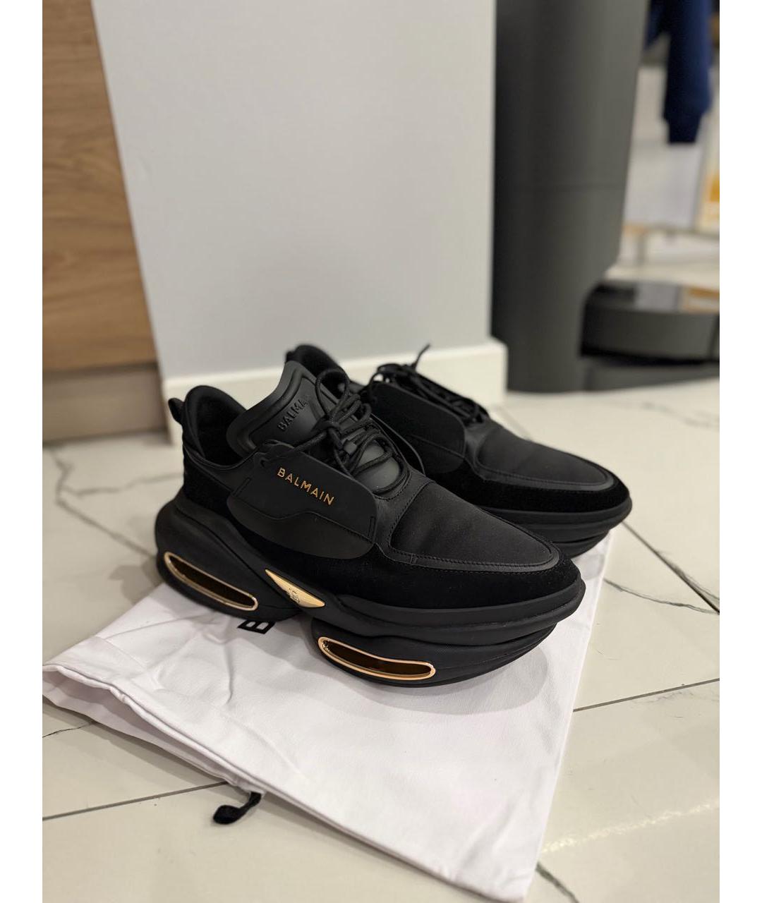 BALMAIN Черные кожаные низкие кроссовки / кеды, фото 8