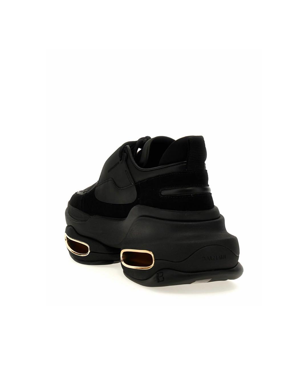 BALMAIN Черные кожаные низкие кроссовки / кеды, фото 3