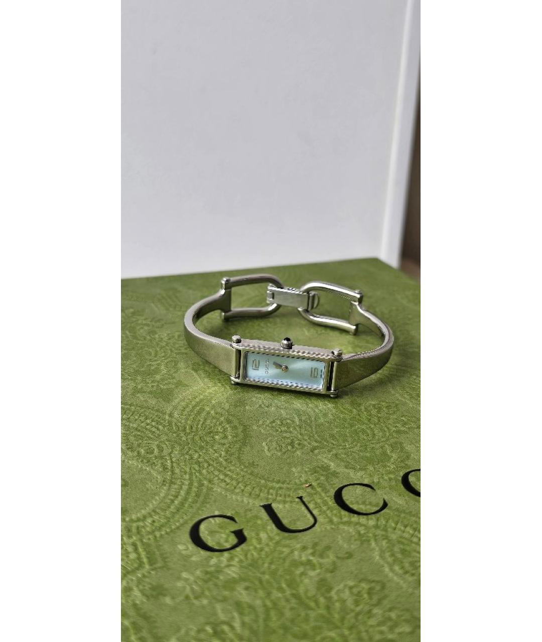 GUCCI Серебряные металлические часы, фото 4