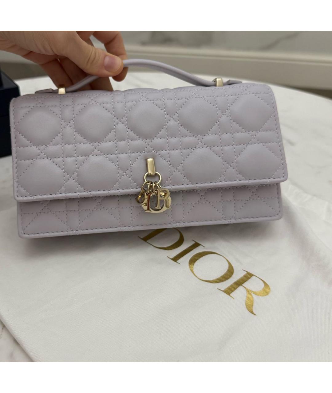 CHRISTIAN DIOR Фиолетовая кожаная сумка через плечо, фото 2