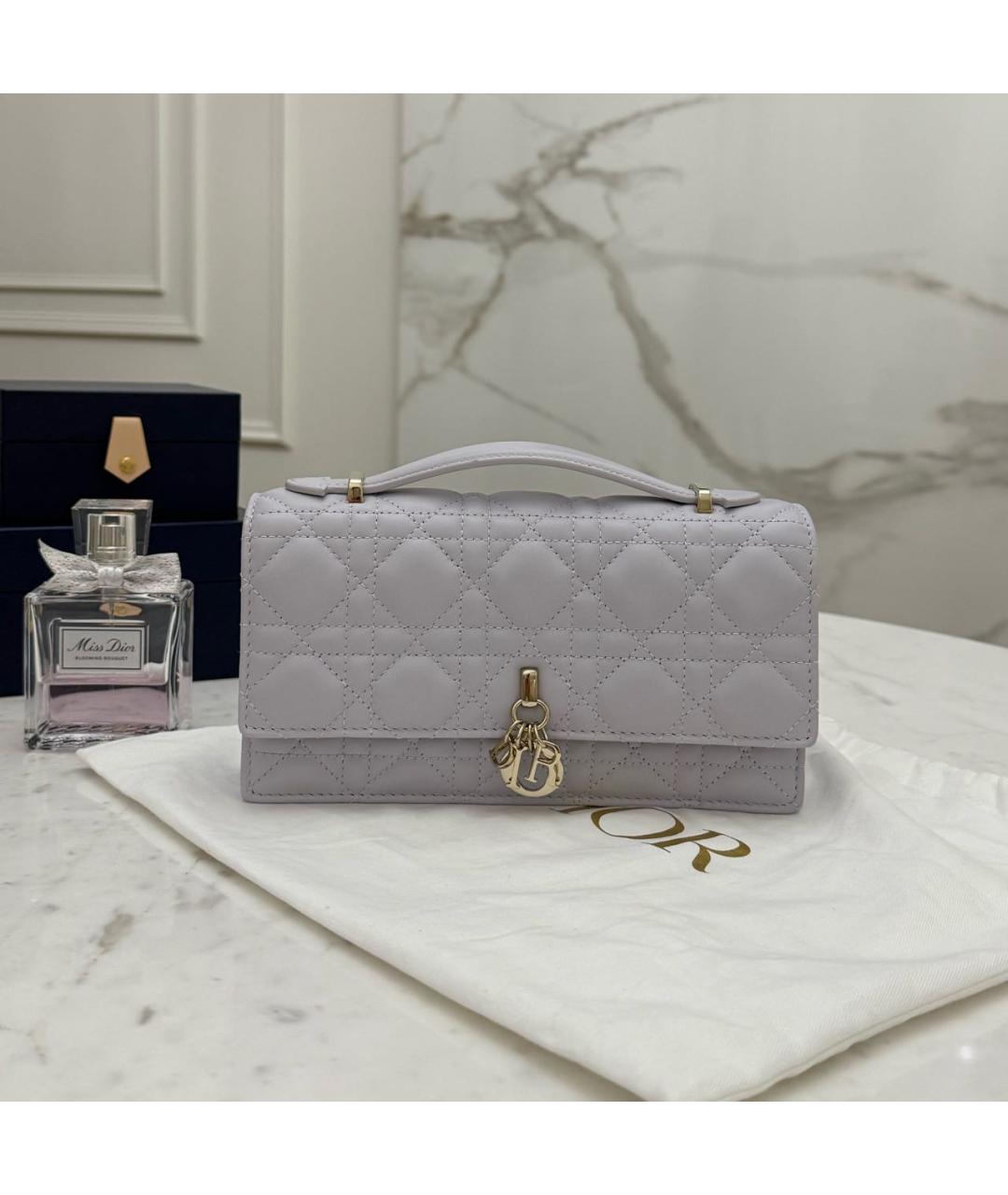 CHRISTIAN DIOR Фиолетовая кожаная сумка через плечо, фото 5