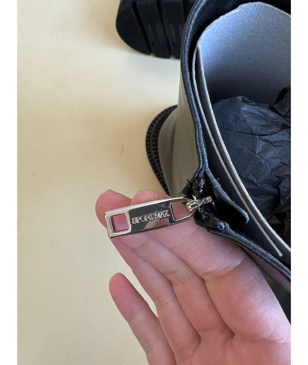 MAX MARA Черные кожаные ботинки, фото 4