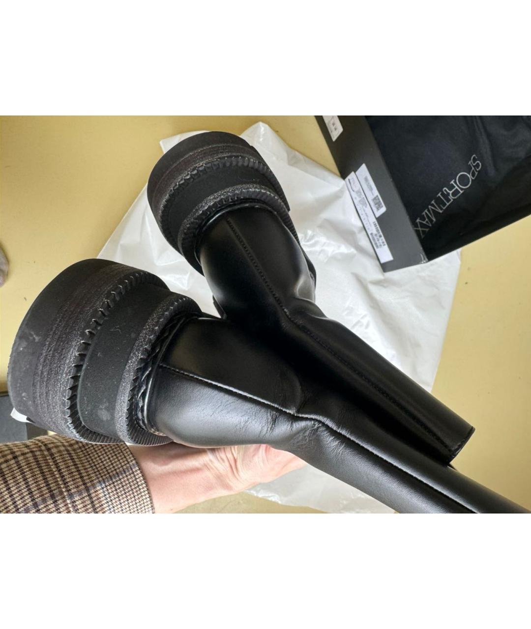 MAX MARA Черные кожаные ботинки, фото 7