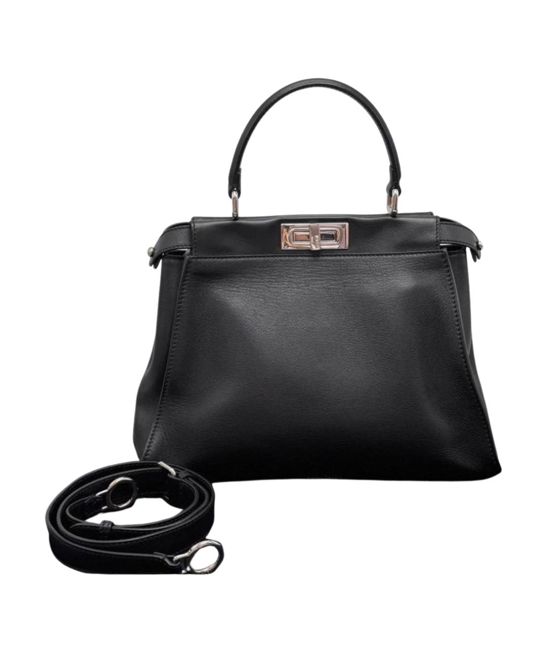 FENDI Черная кожаная сумка тоут, фото 1