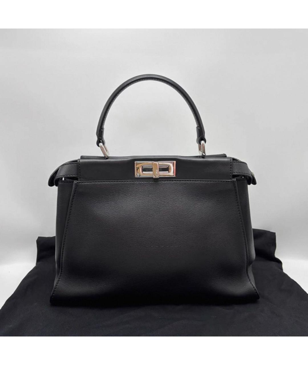 FENDI Черная кожаная сумка тоут, фото 3