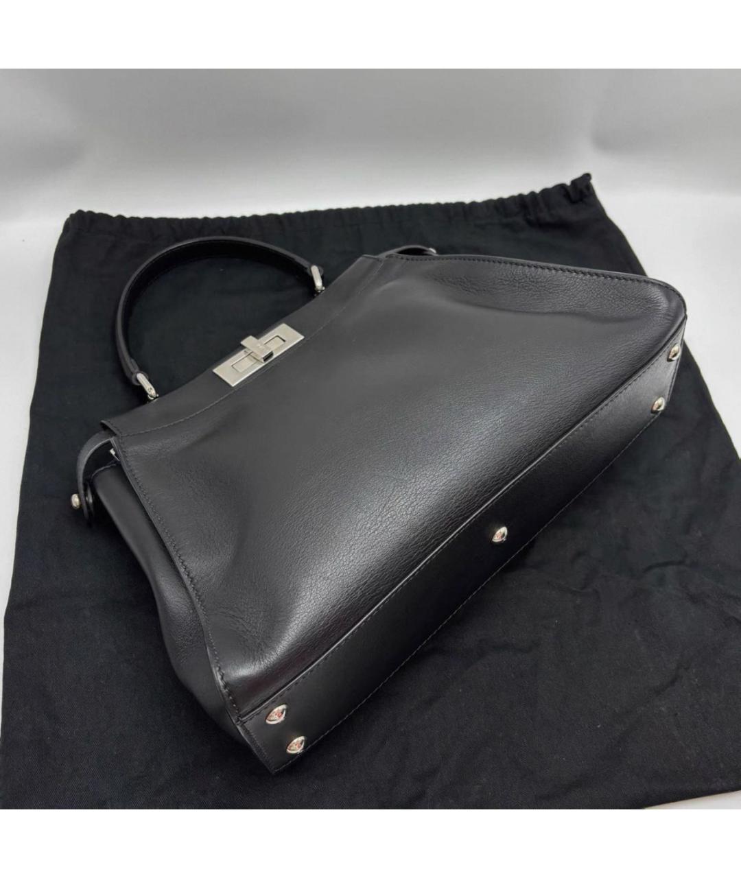 FENDI Черная кожаная сумка тоут, фото 4