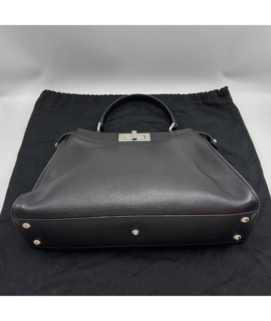 FENDI Черная кожаная сумка тоут, фото 5