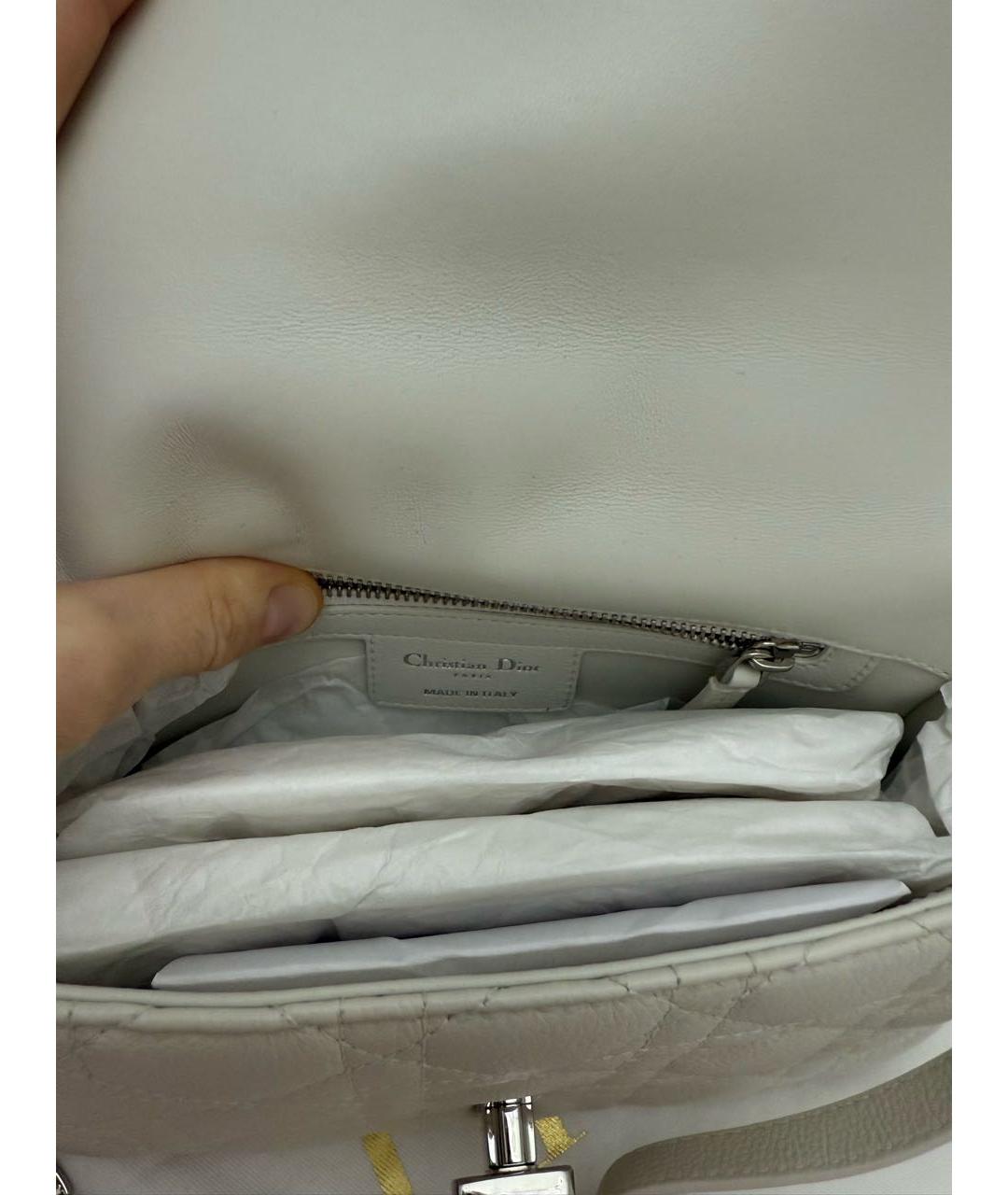 CHRISTIAN DIOR Белая кожаная сумка через плечо, фото 5