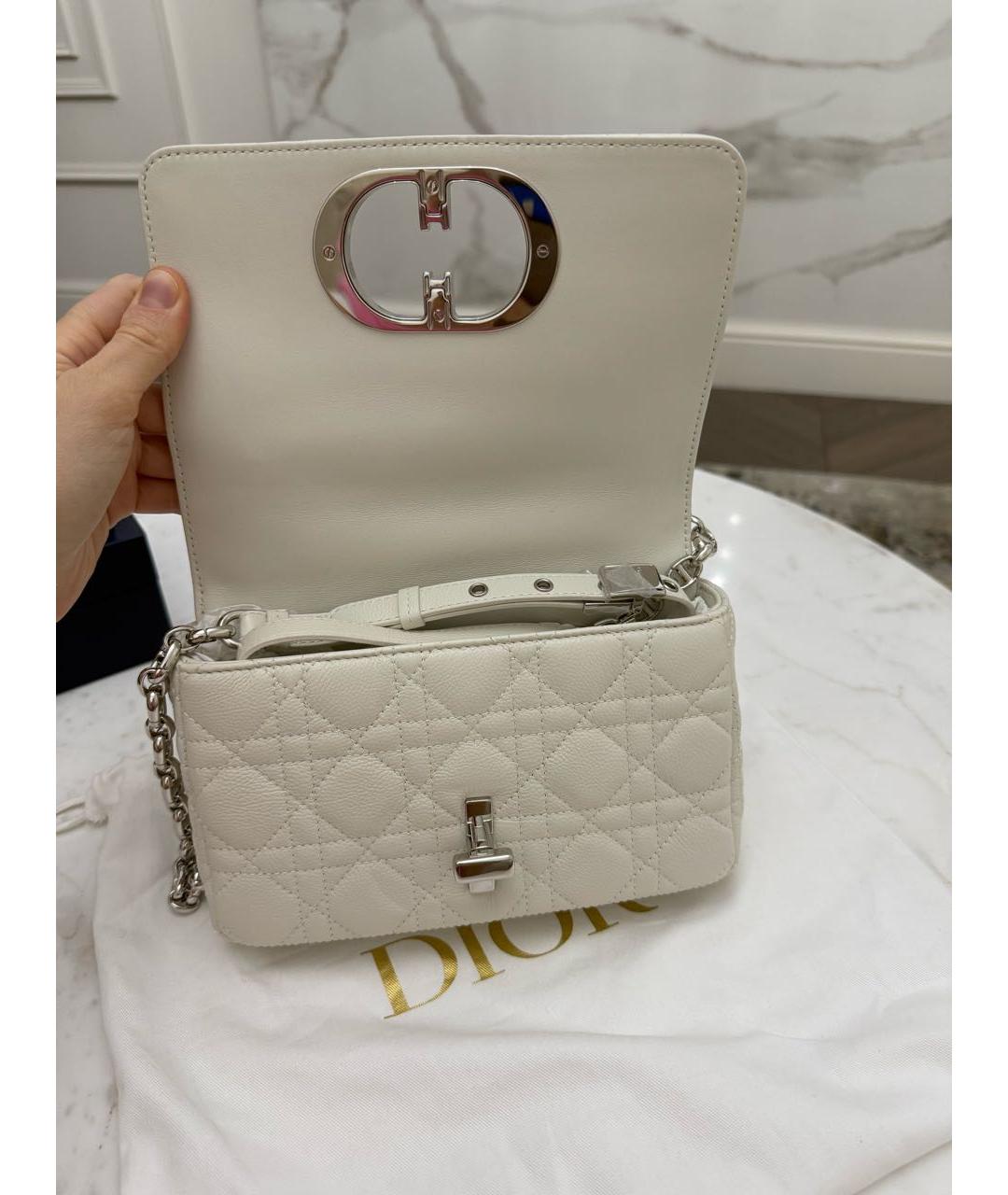 CHRISTIAN DIOR Белая кожаная сумка через плечо, фото 4