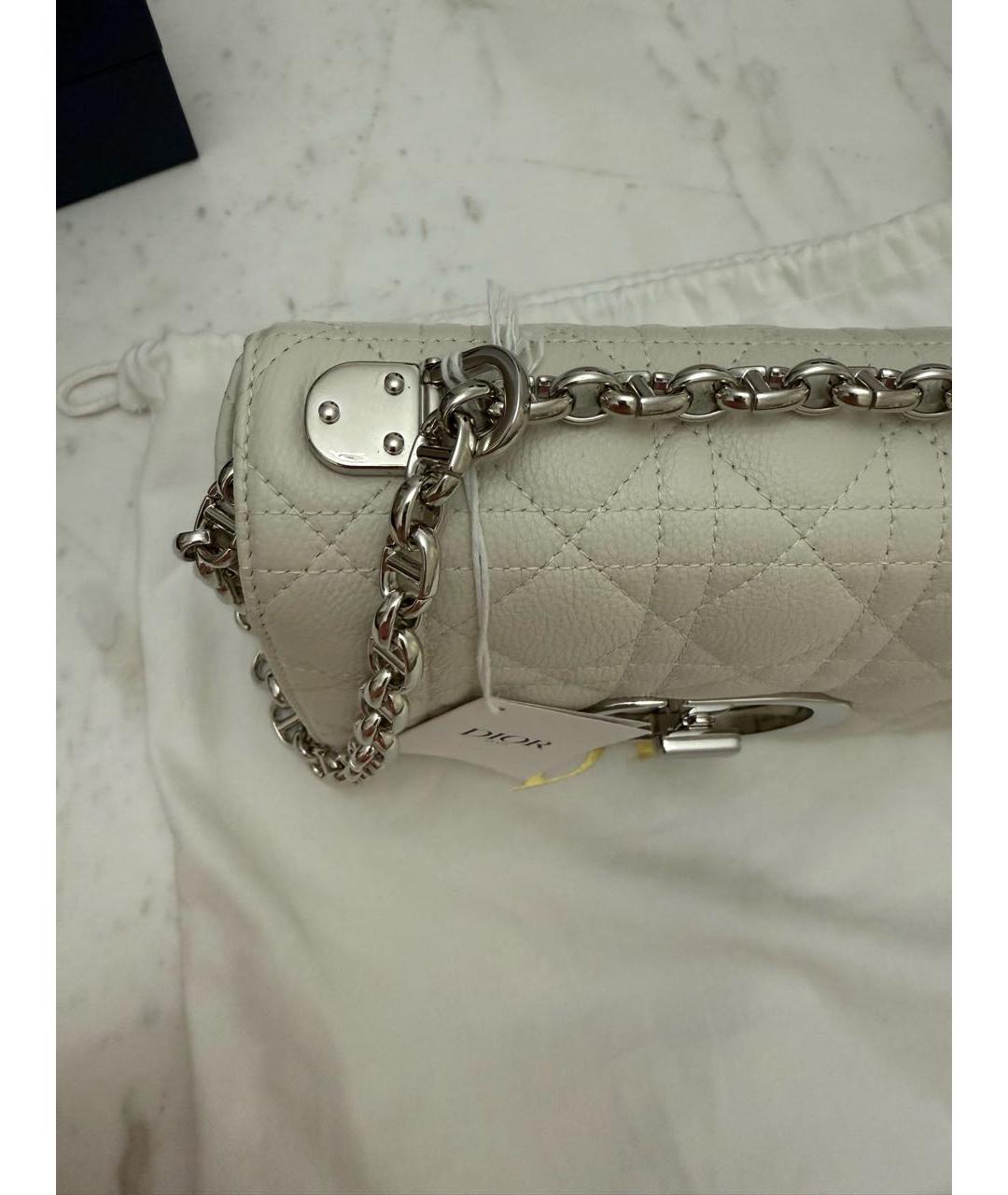 CHRISTIAN DIOR Белая кожаная сумка через плечо, фото 3