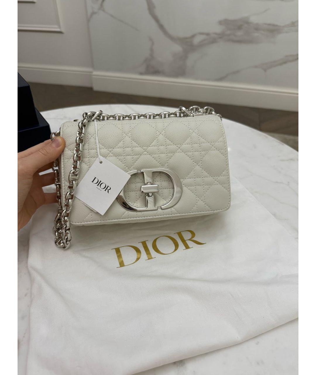 CHRISTIAN DIOR Белая кожаная сумка через плечо, фото 2