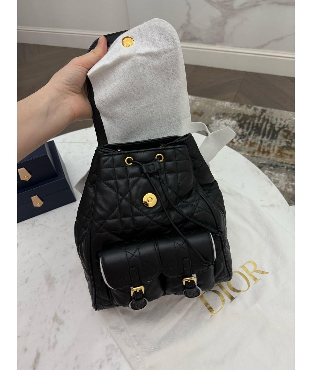 CHRISTIAN DIOR Черный кожаный рюкзак, фото 2