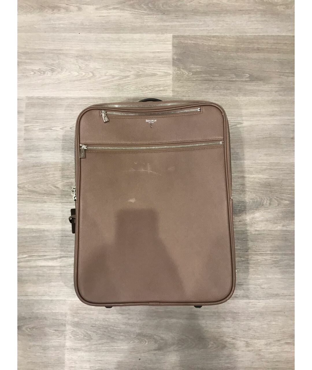 SERAPIAN Бежевый кожаный чемодан, фото 9