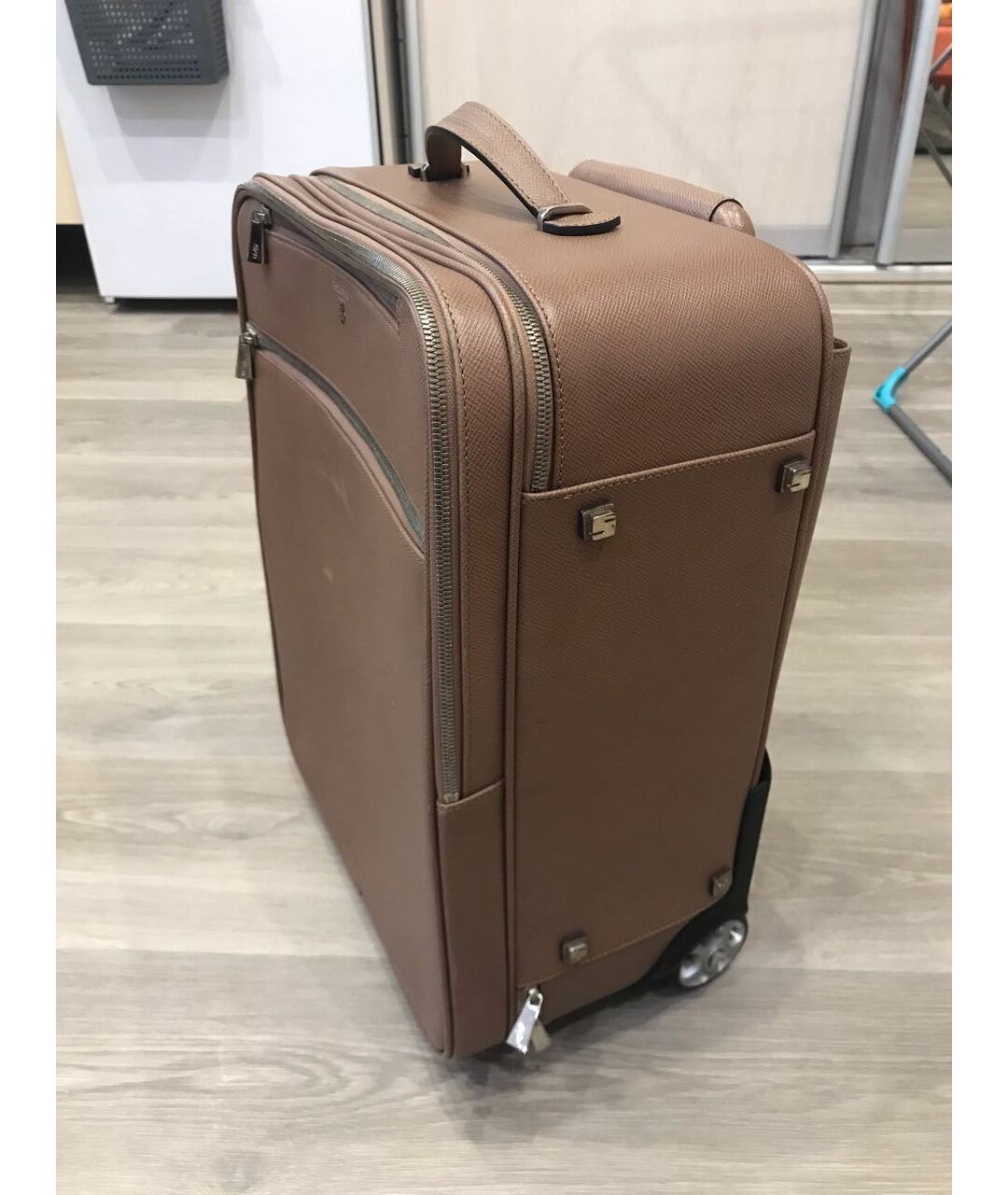 SERAPIAN Бежевый кожаный чемодан, фото 2