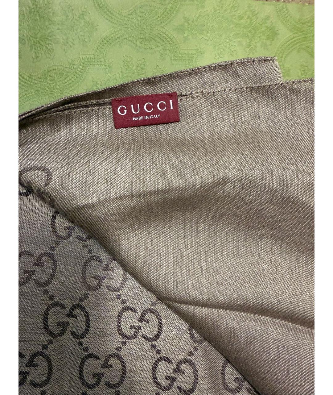 GUCCI Коричневый шерстяной шарф, фото 3