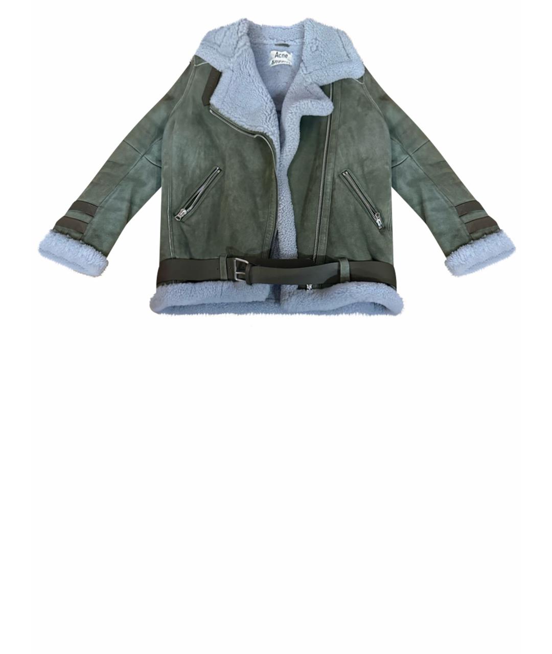 ACNE STUDIOS Зеленая меховая дубленка, фото 1