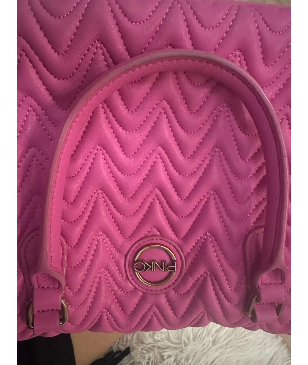 PINKO Розовая сумка с короткими ручками из искусственной кожи, фото 5