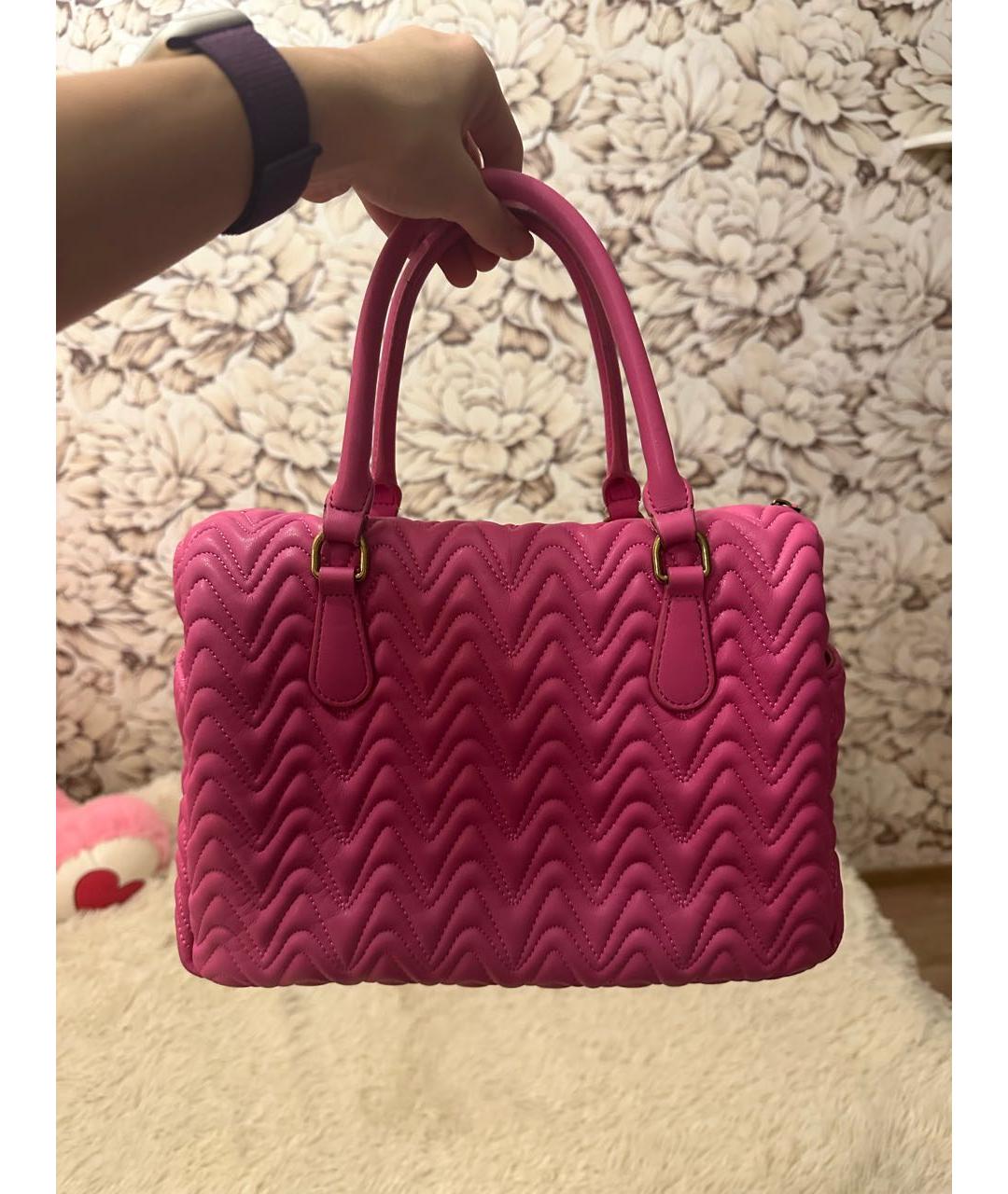 PINKO Розовая сумка с короткими ручками из искусственной кожи, фото 3