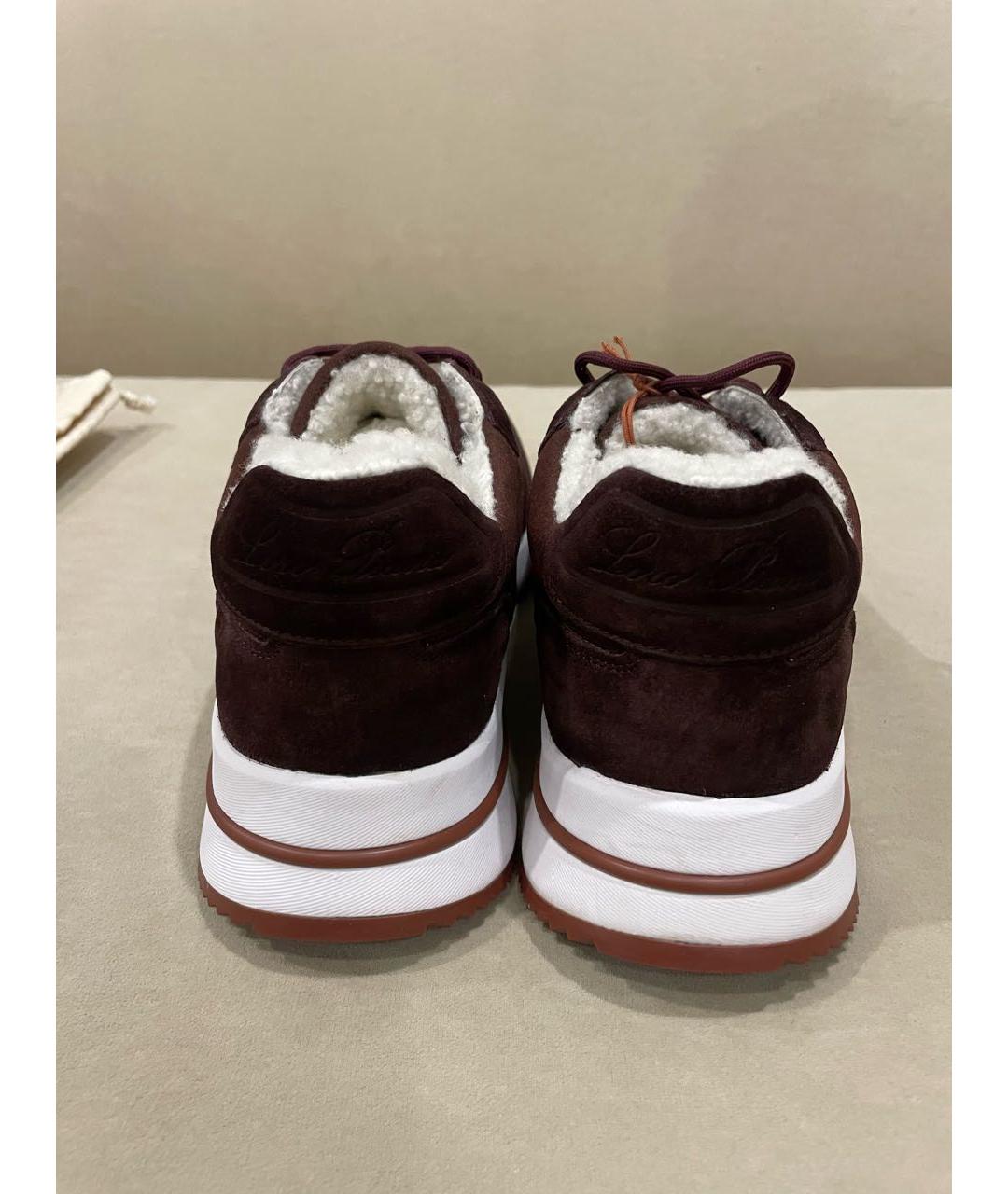 LORO PIANA Бордовые замшевые низкие кроссовки / кеды, фото 5