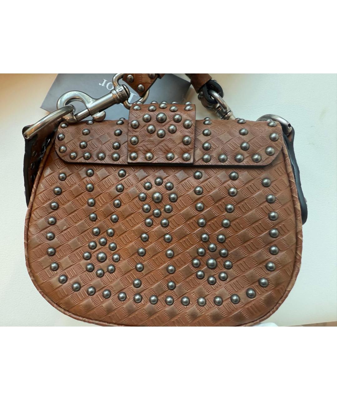 CHRISTIAN DIOR Коричневая кожаная сумка через плечо, фото 6