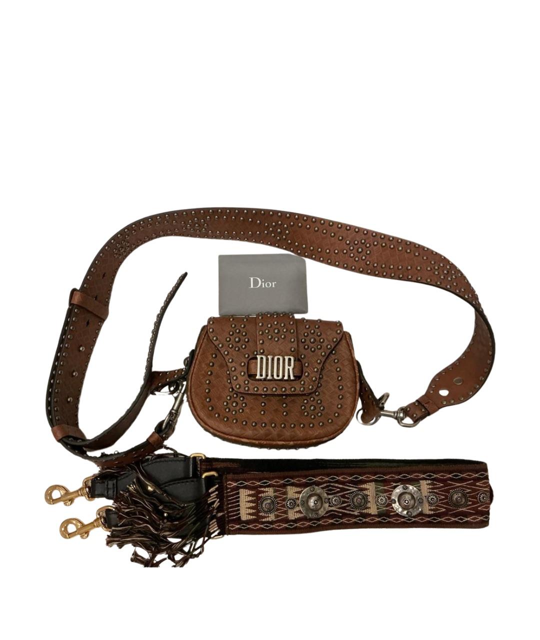 CHRISTIAN DIOR Коричневая кожаная сумка через плечо, фото 10