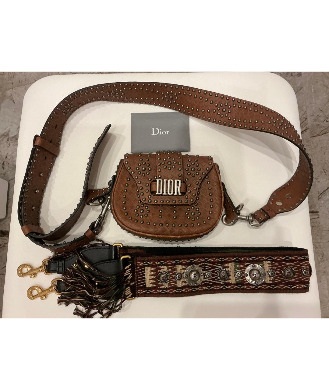 CHRISTIAN DIOR Коричневая кожаная сумка через плечо, фото 9