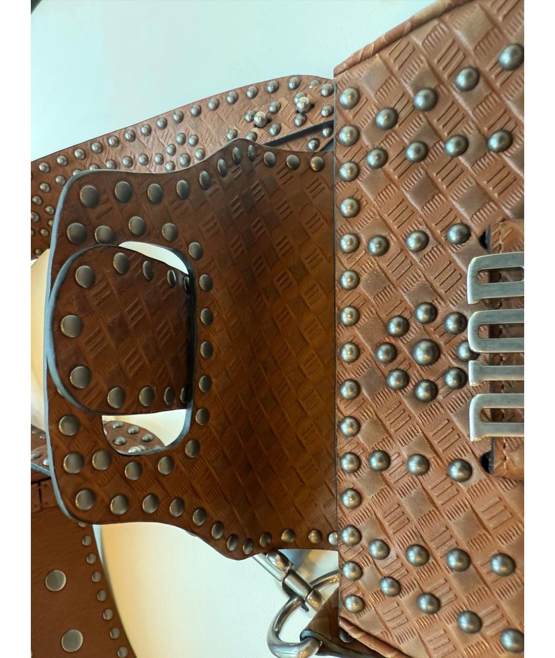 CHRISTIAN DIOR Коричневая кожаная сумка через плечо, фото 4