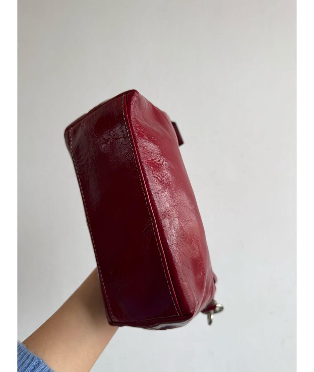 COACH Бордовая кожаная сумка с короткими ручками, фото 7