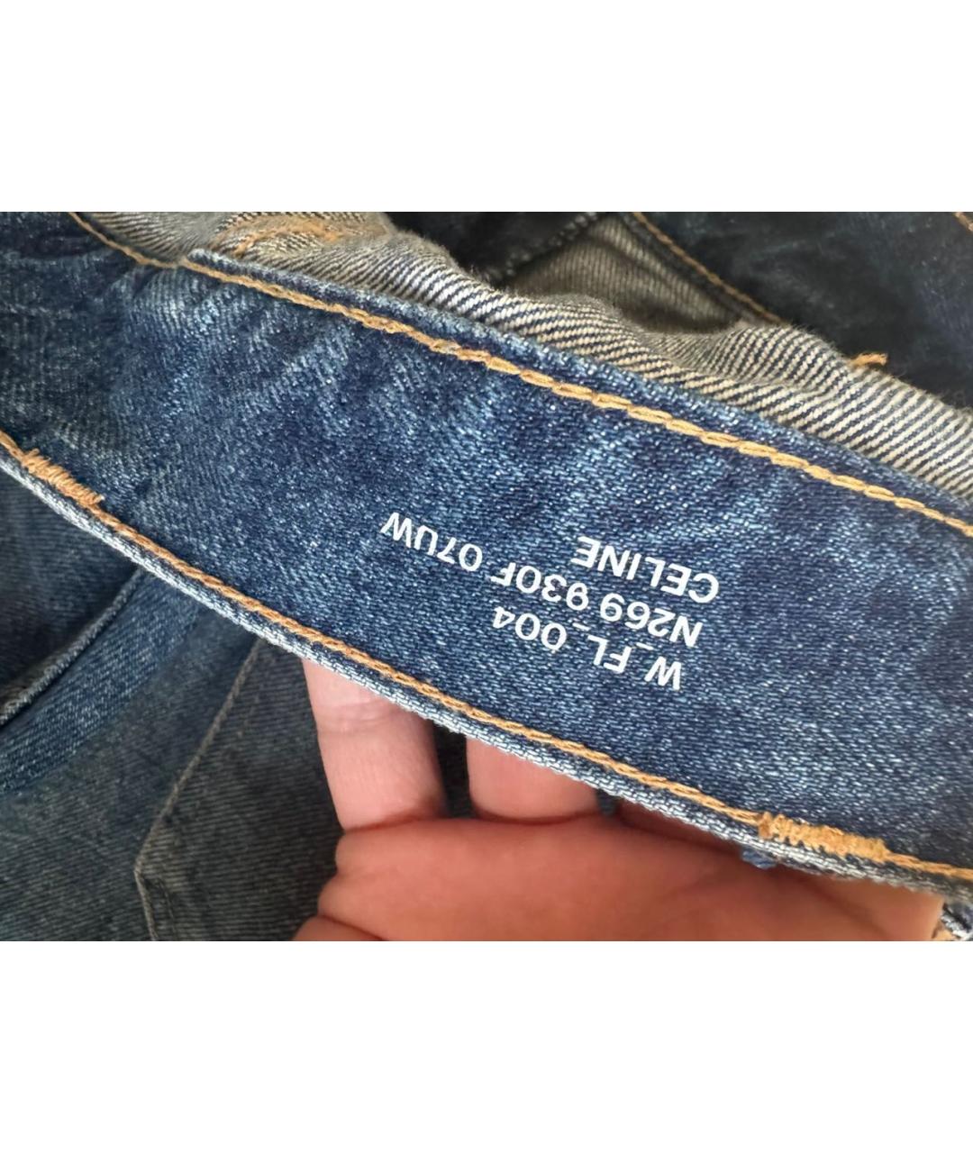 CELINE Темно-синие хлопковые прямые джинсы, фото 4