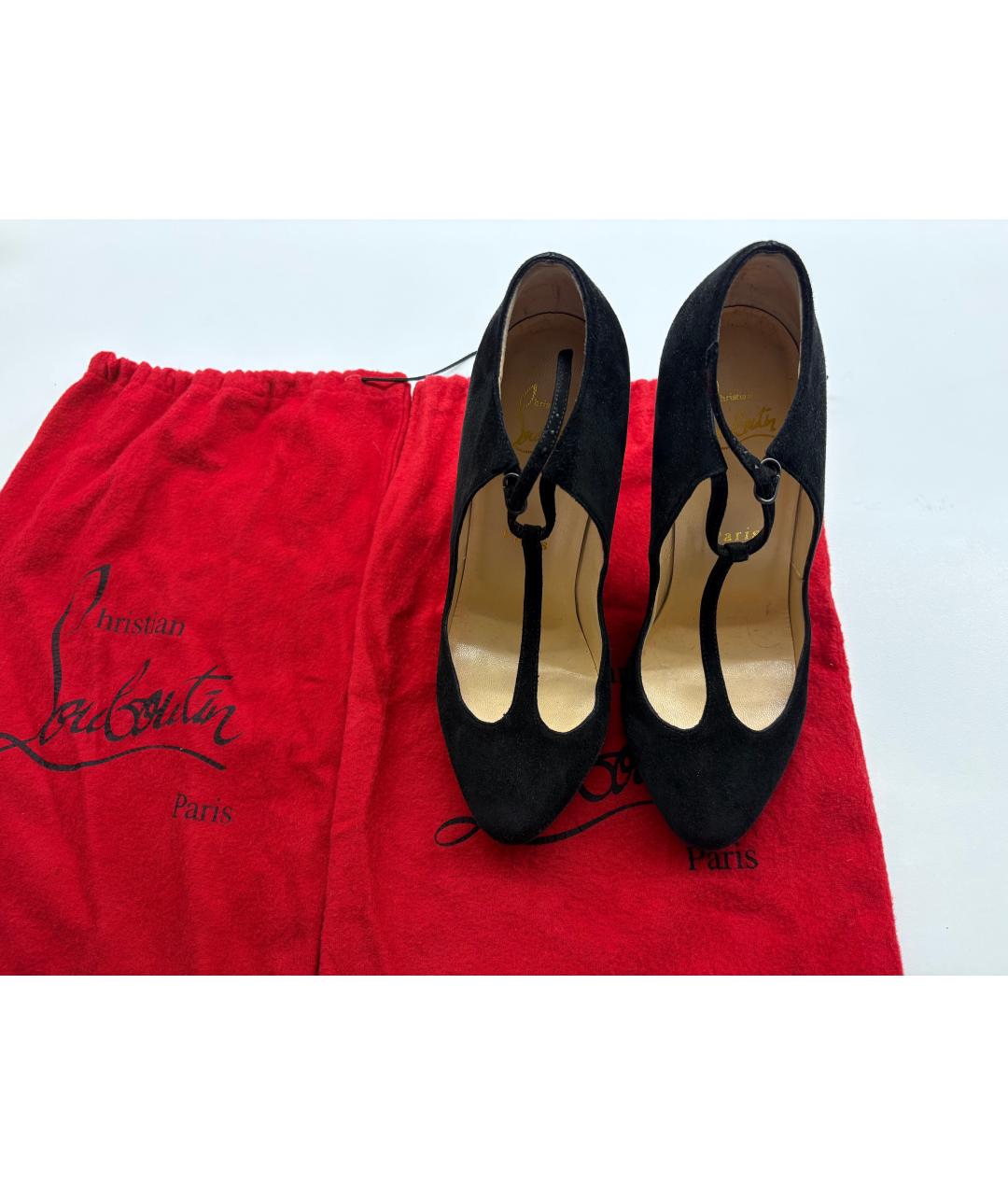 CHRISTIAN LOUBOUTIN Черные замшевые туфли, фото 2