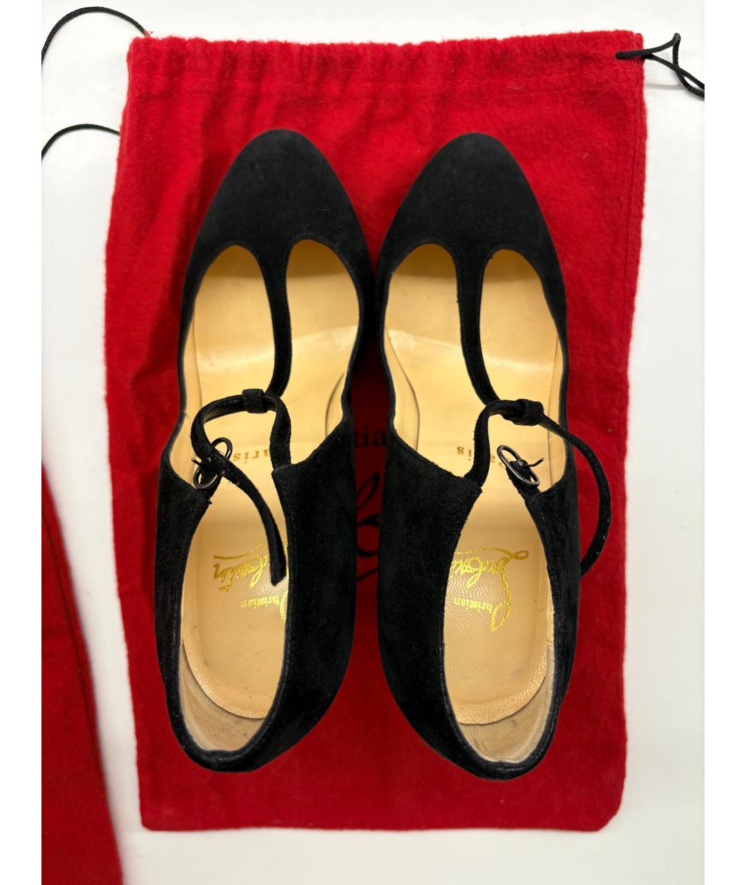 CHRISTIAN LOUBOUTIN Черные замшевые туфли, фото 3