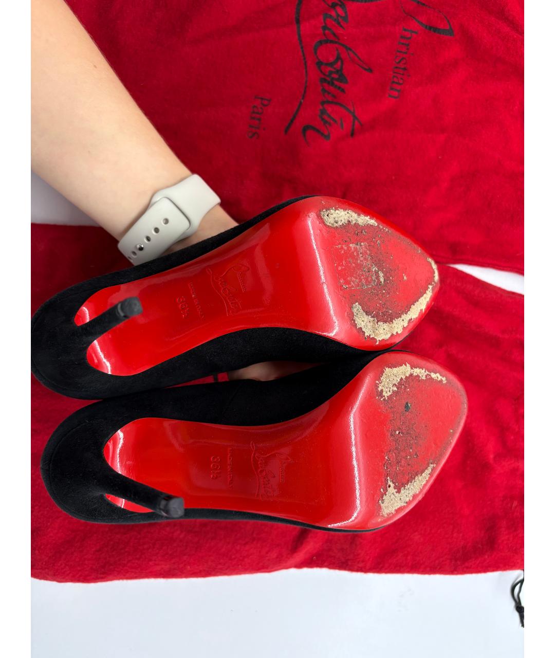 CHRISTIAN LOUBOUTIN Черные замшевые туфли, фото 5