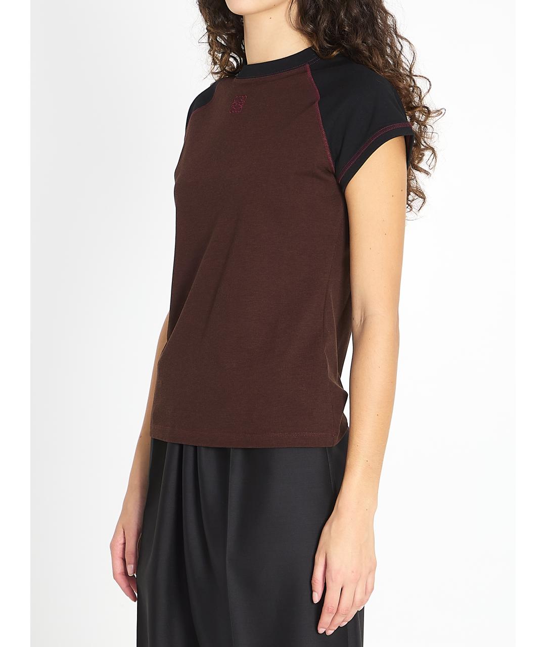 LOEWE Коричневая хлопковая футболка, фото 3