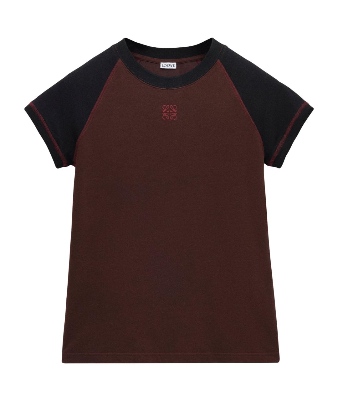 LOEWE Коричневая хлопковая футболка, фото 1