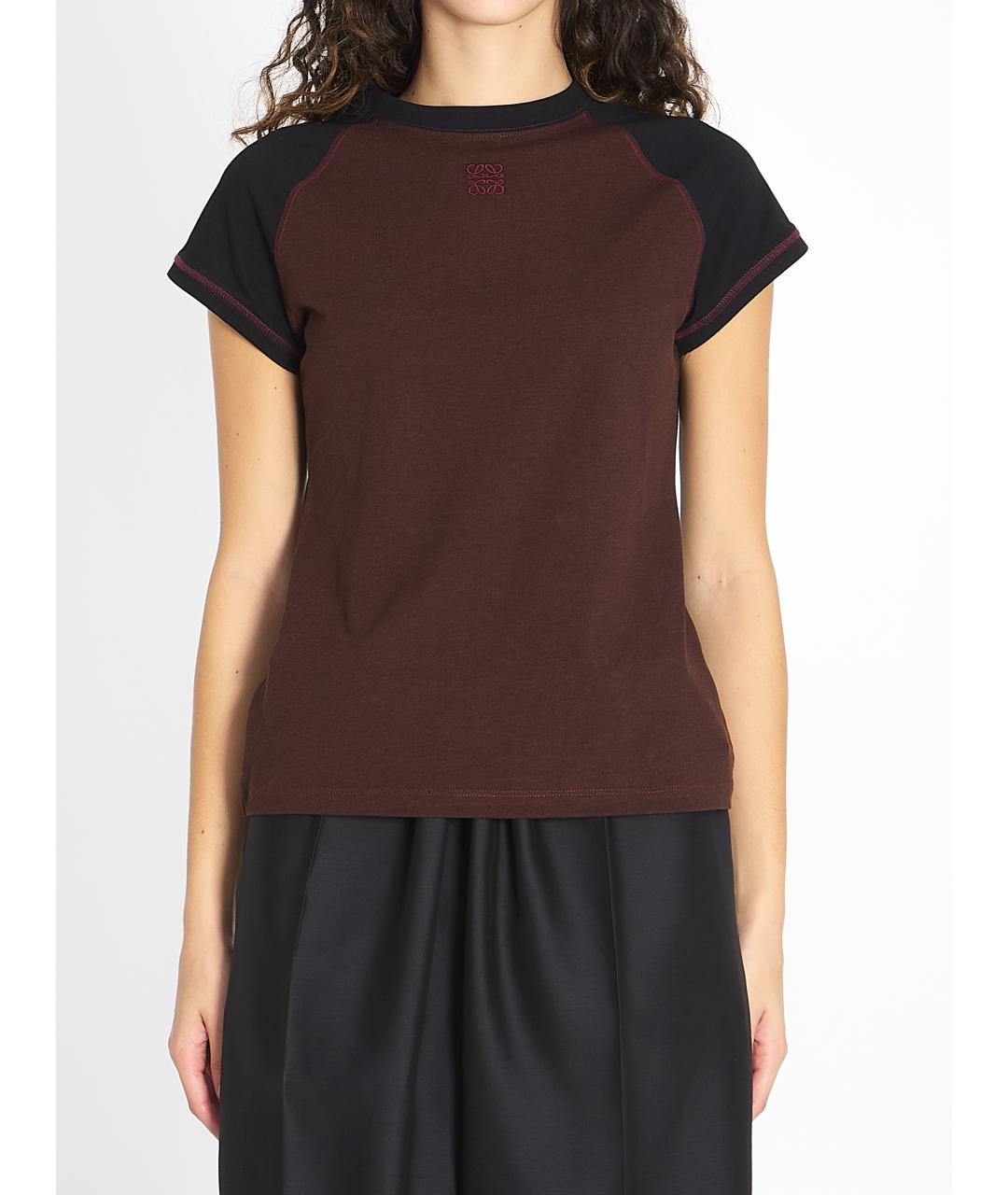 LOEWE Коричневая хлопковая футболка, фото 2