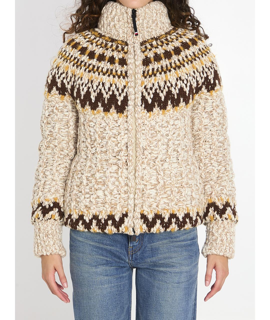 MONCLER GRENOBLE Бежевый шерстяной пуховик, фото 2