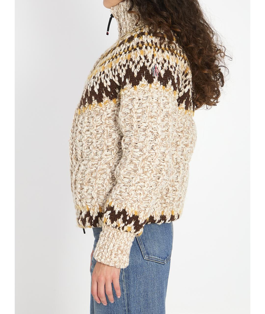 MONCLER GRENOBLE Бежевый шерстяной пуховик, фото 4