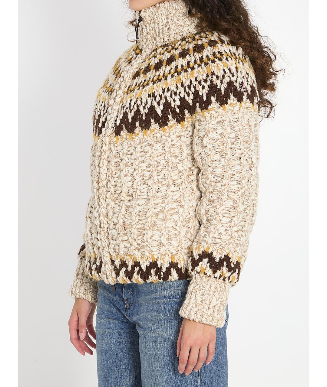 MONCLER GRENOBLE Бежевый шерстяной пуховик, фото 3