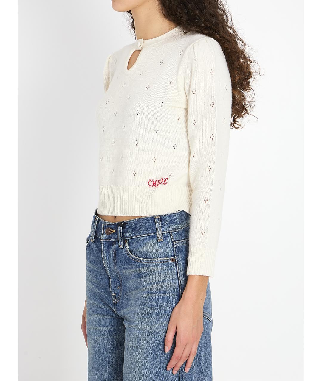 CHLOE Белый шерстяной джемпер / свитер, фото 3