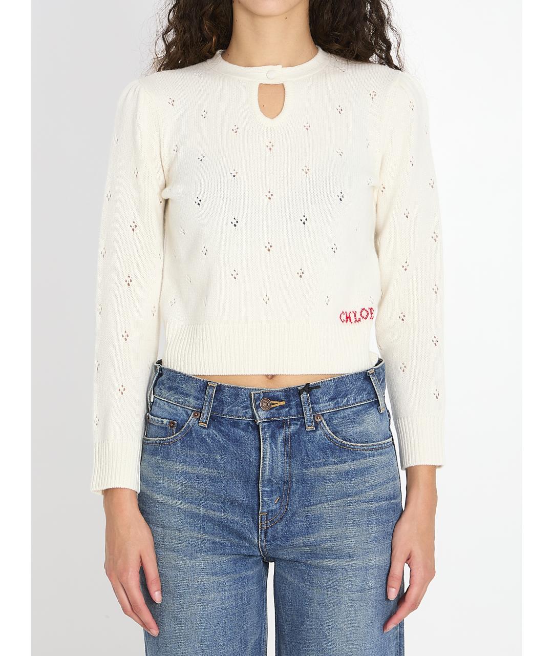 CHLOE Белый шерстяной джемпер / свитер, фото 2