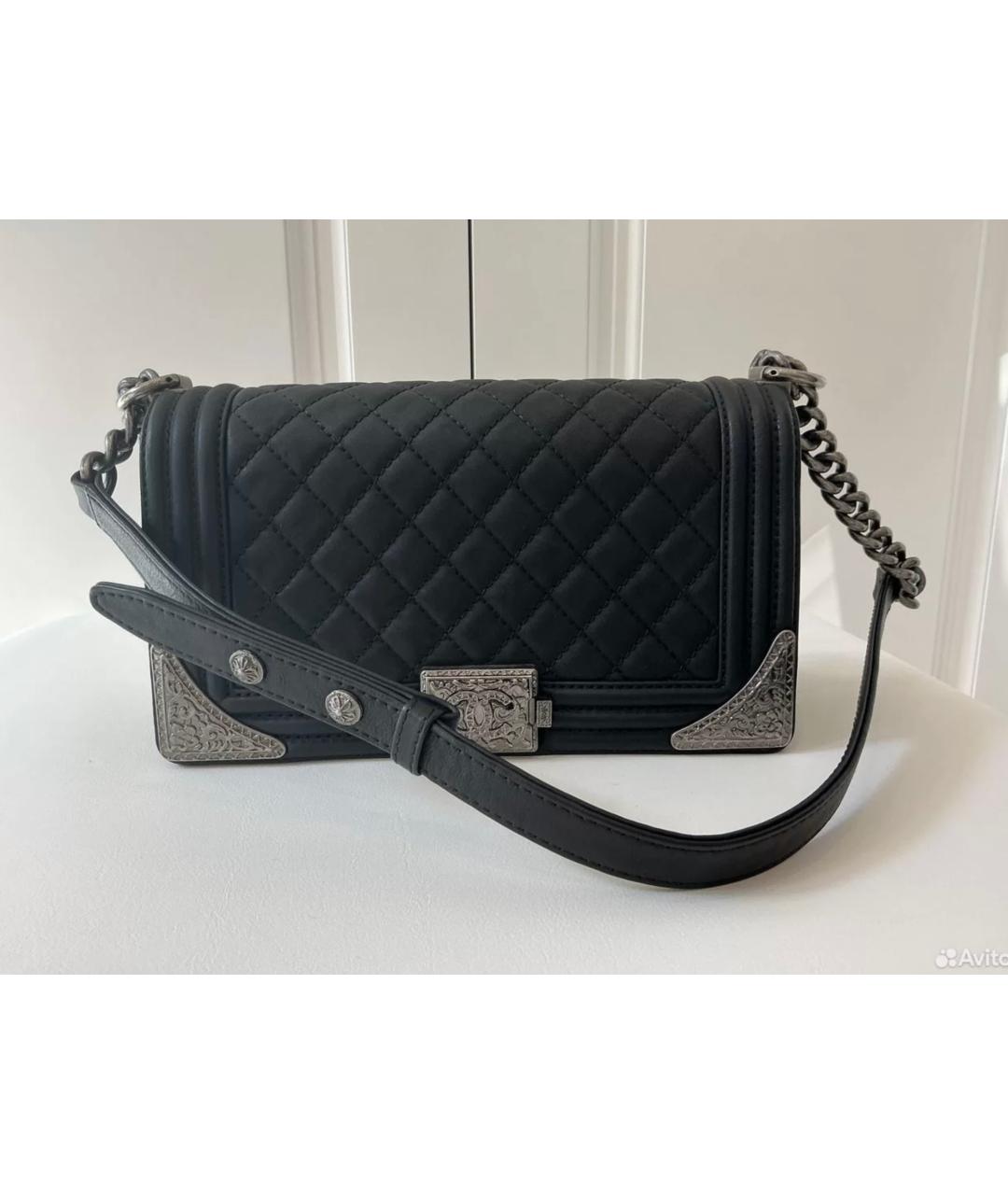 CHANEL Черная кожаная сумка через плечо, фото 6