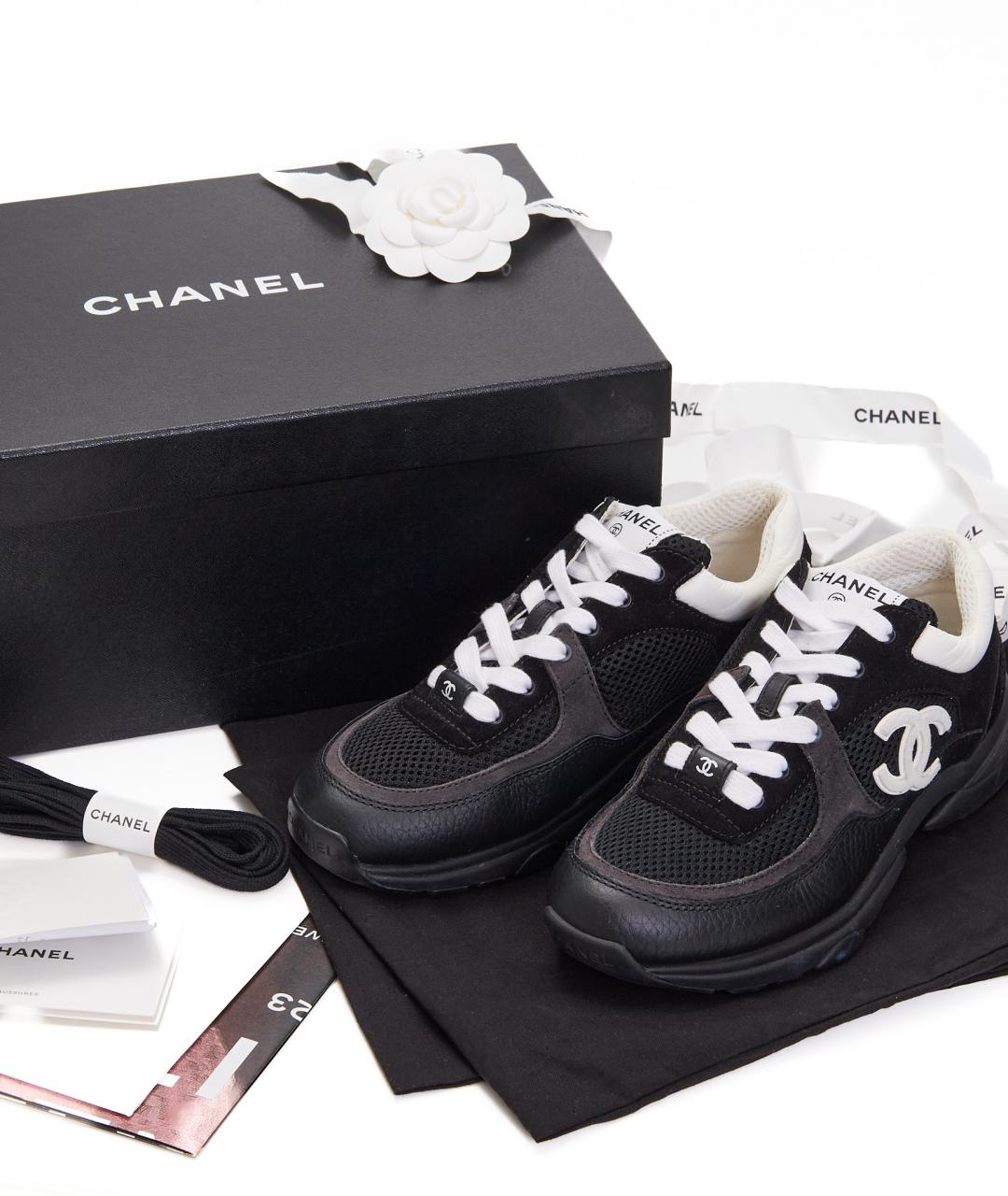 CHANEL Черные кожаные кроссовки, фото 8