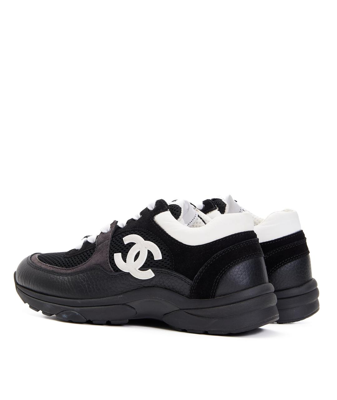 CHANEL Черные кожаные кроссовки, фото 3