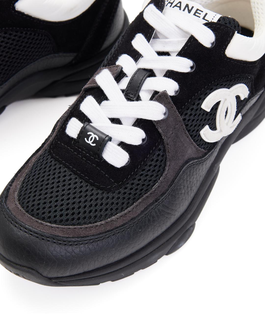 CHANEL Черные кожаные кроссовки, фото 5