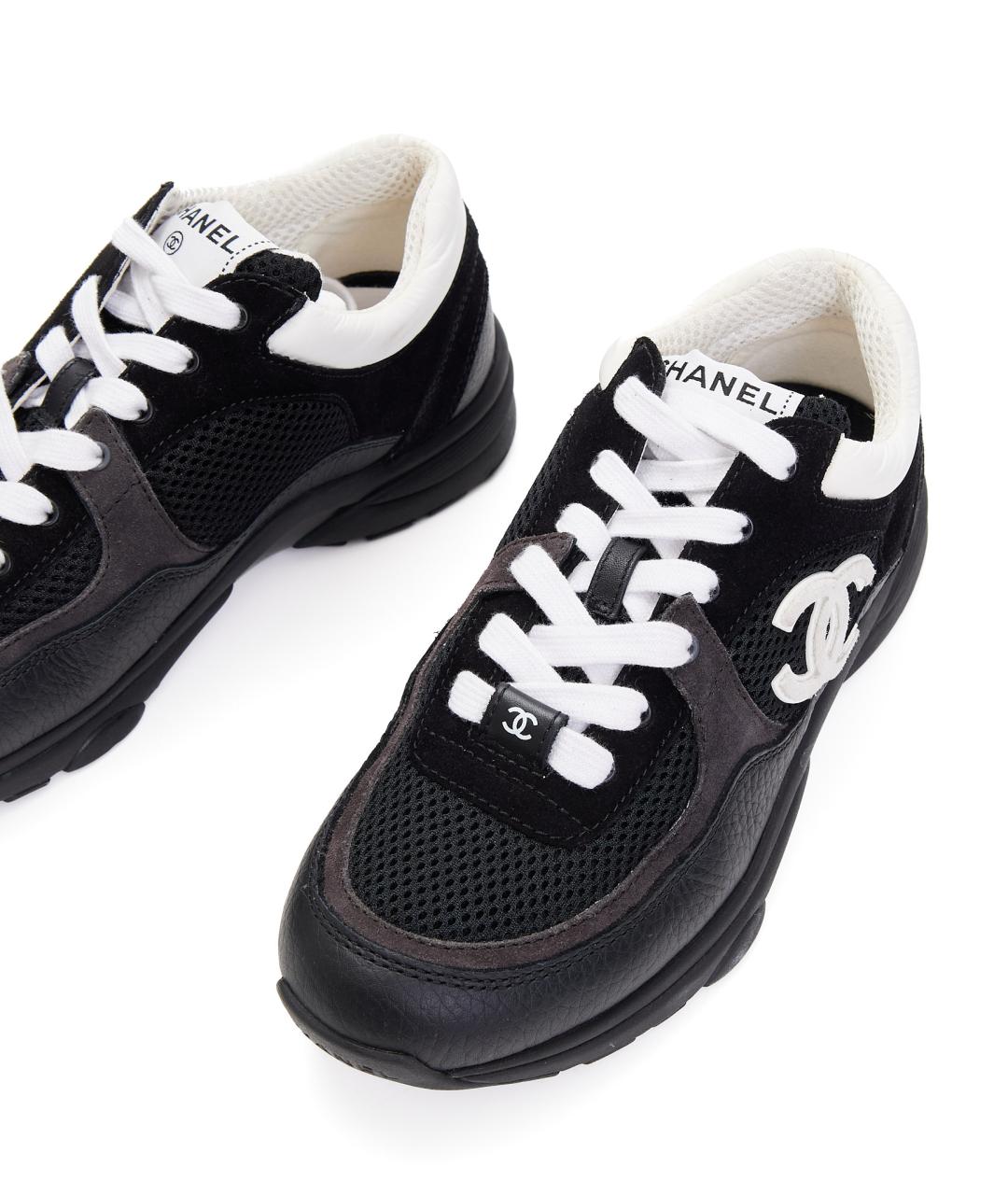 CHANEL Черные кожаные кроссовки, фото 4