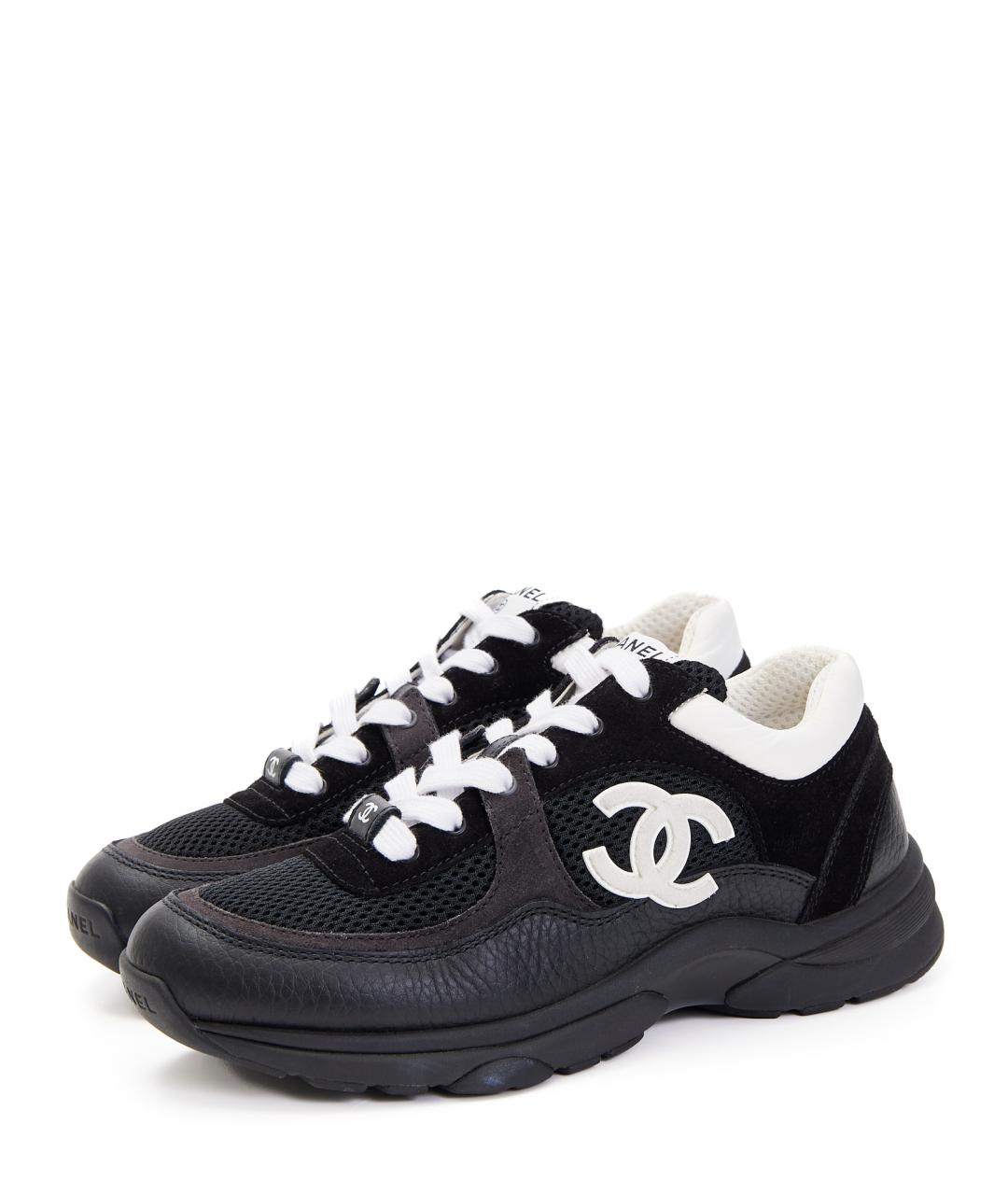 CHANEL Черные кожаные кроссовки, фото 2